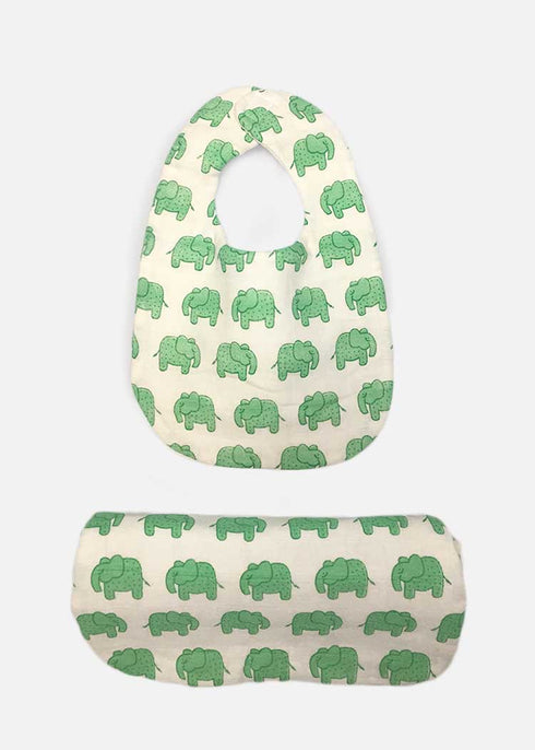 Newborn Bib Burp Cloth - Haathi March